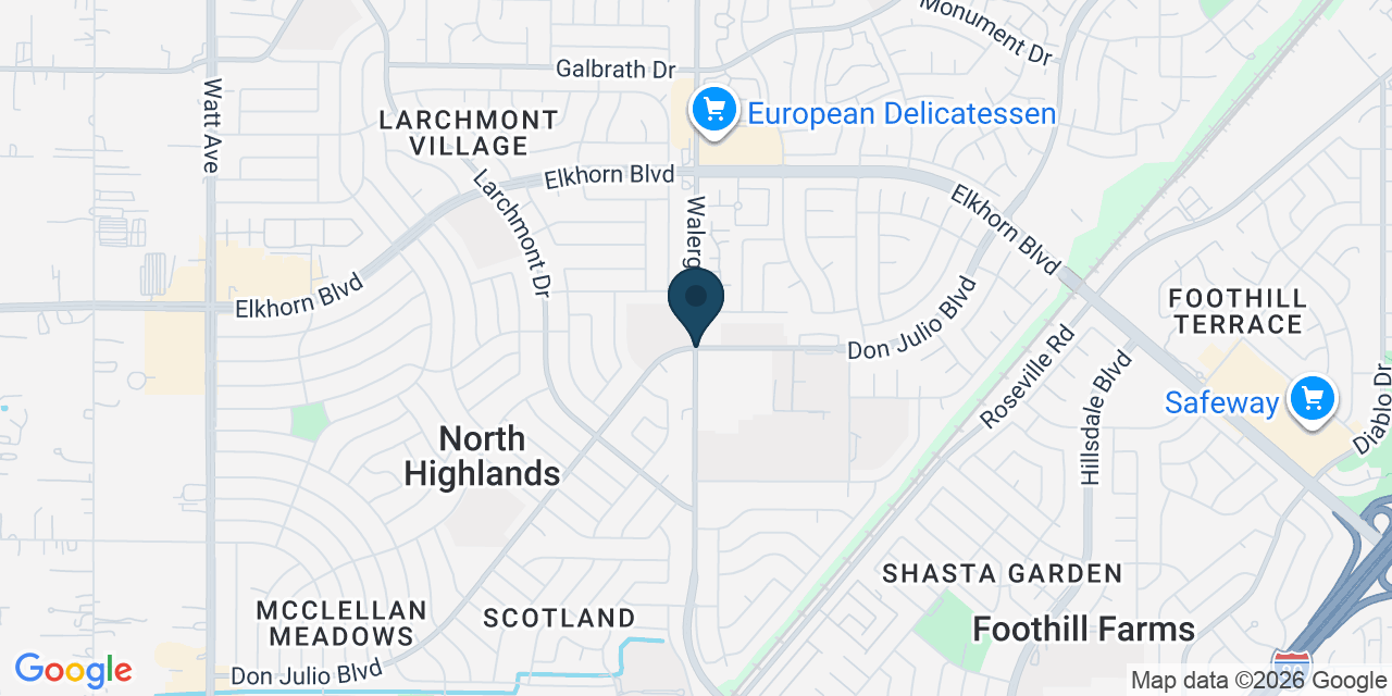 Map showing North Highlands, Sacramento County, CA