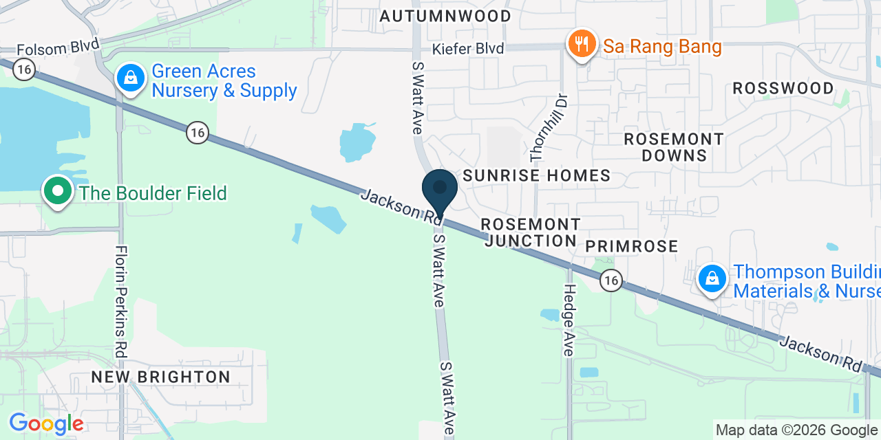 Map showing Rosemont, Sacramento County, CA