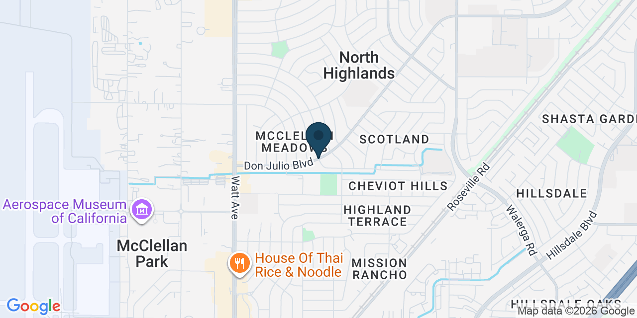 Map showing North Highlands, Sacramento County, CA