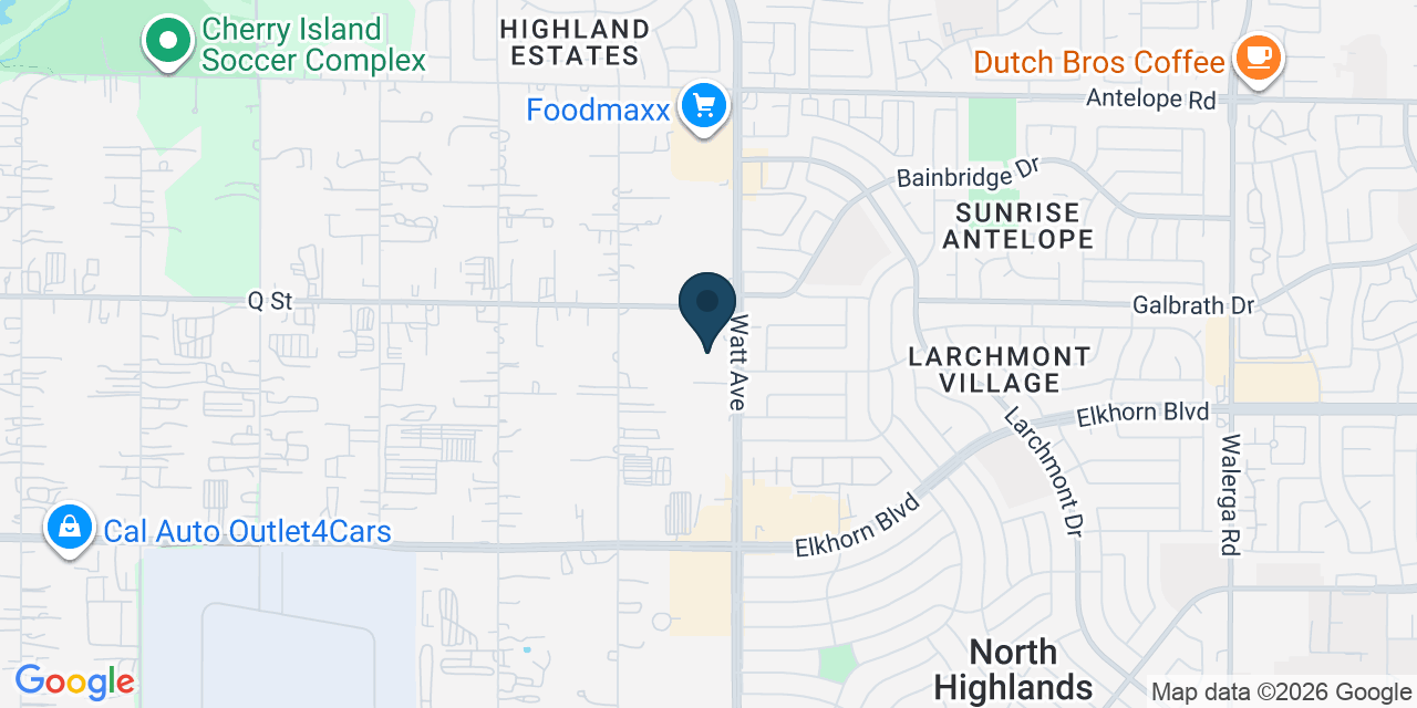 Map showing North Highlands, Sacramento County, CA