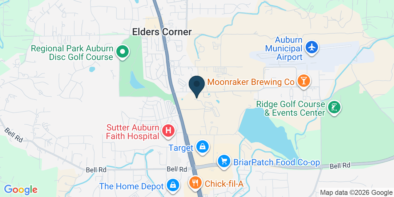 Map showing Auburn, Placer County, CA