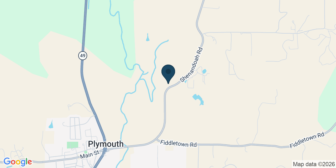 Map showing Plymouth, Amador County, CA