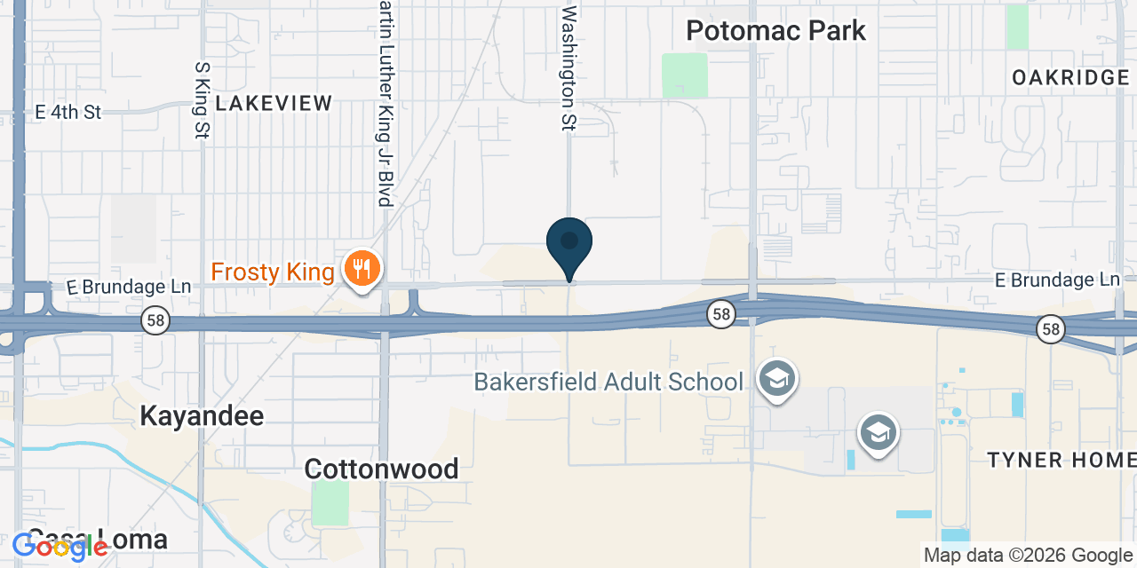 Map showing Bakersfield, Kern County, CA