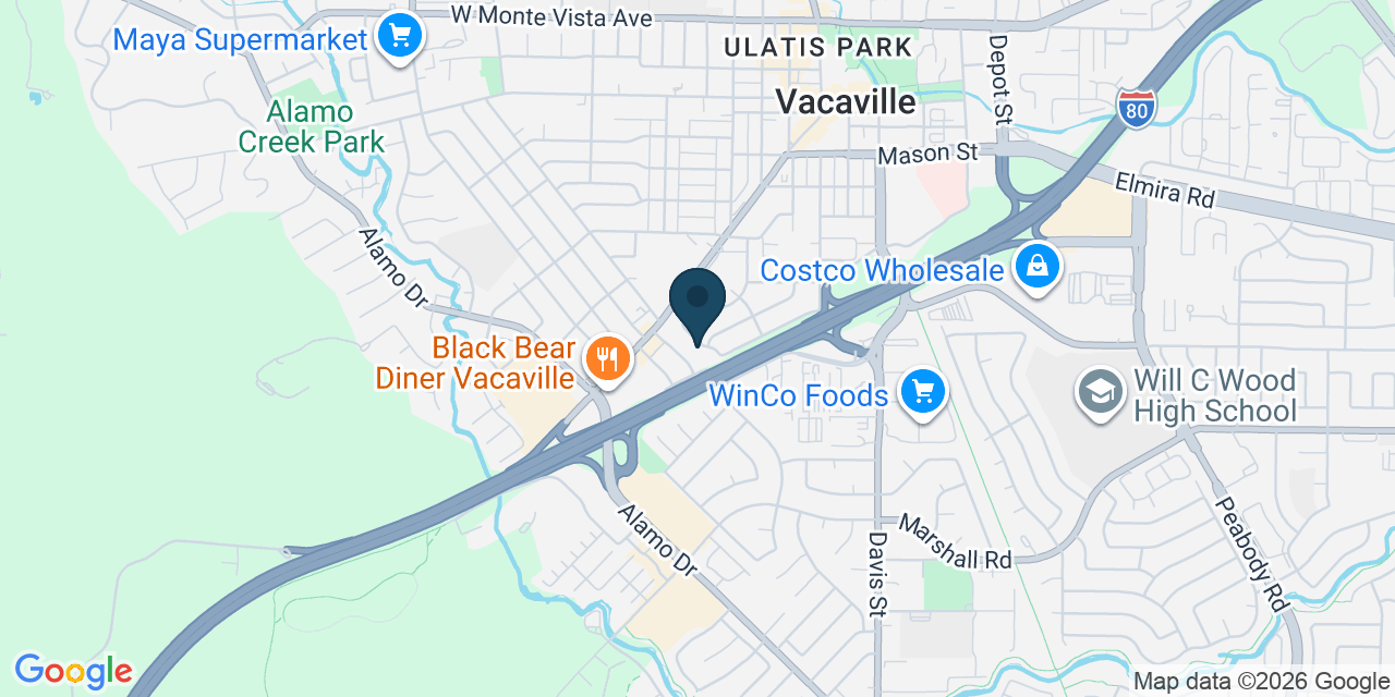 Map showing Vacaville, Solano County, CA