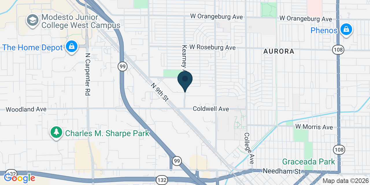 Map showing Modesto, Stanislaus County, CA
