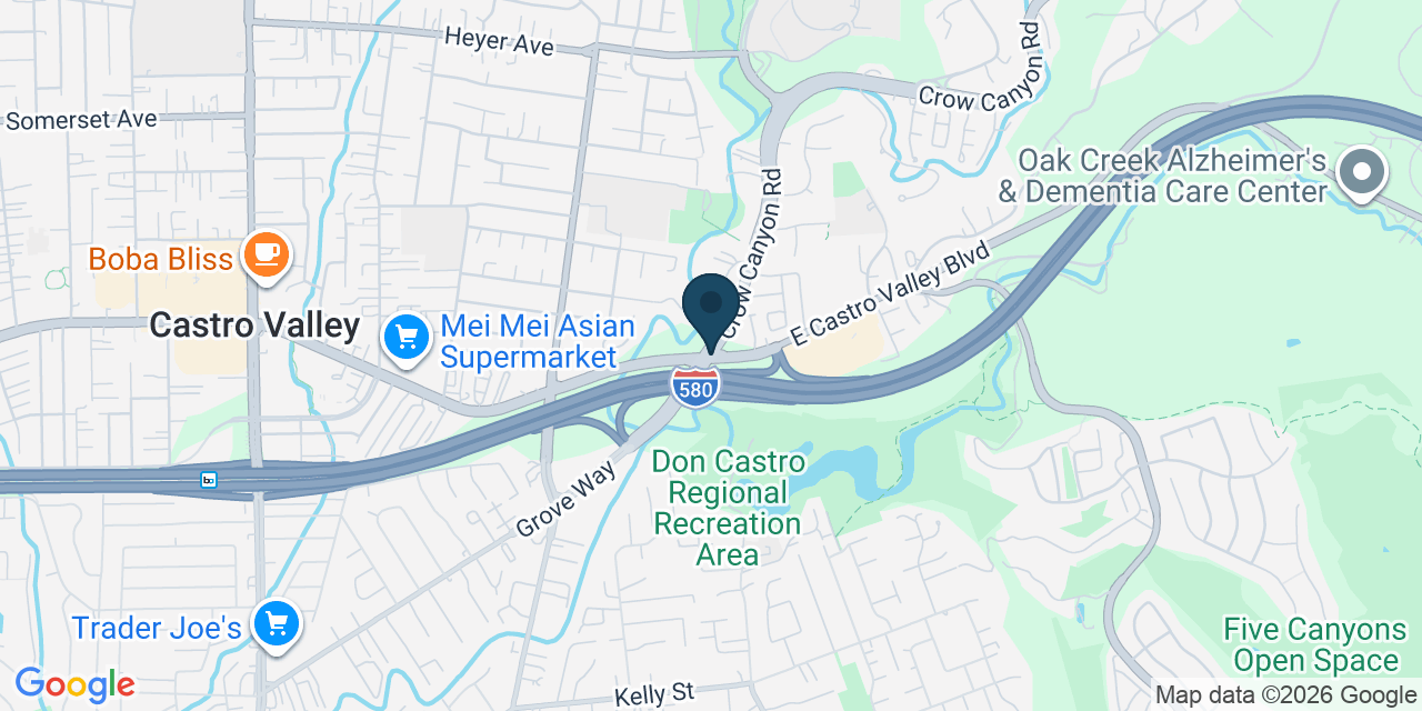 Map showing Castro Valley, Alameda County, CA