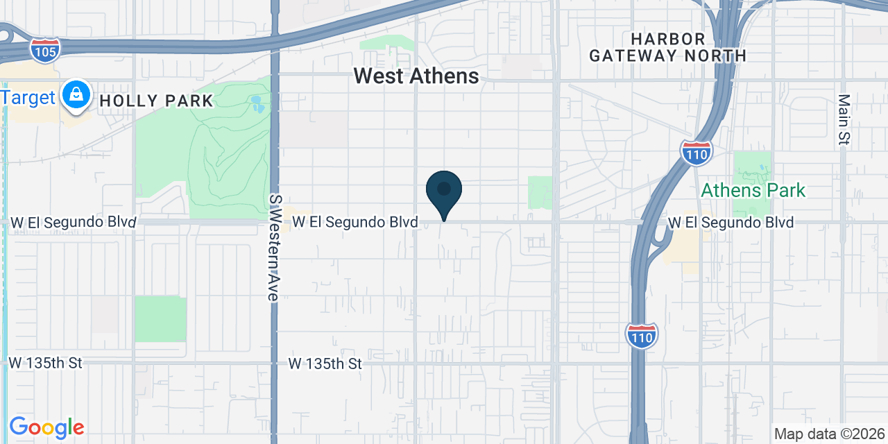 Map showing West Athens, Los Angeles County, CA