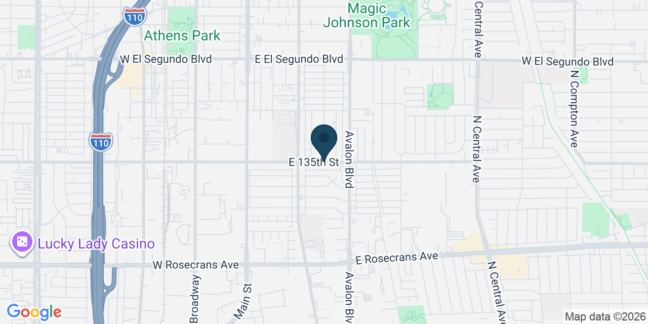 Map showing West Rancho Dominguez, Los Angeles County, CA