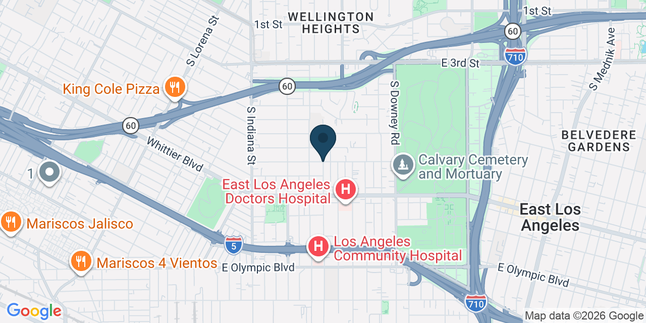 Map showing East Los Angeles, Los Angeles County, CA