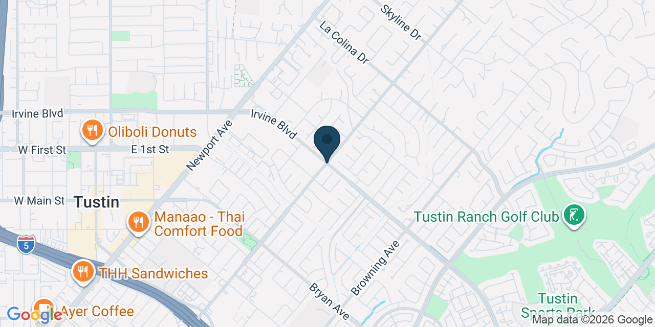 Map showing Tustin, Orange County, CA
