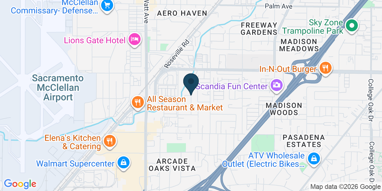 Map showing North Highlands, Sacramento County, CA