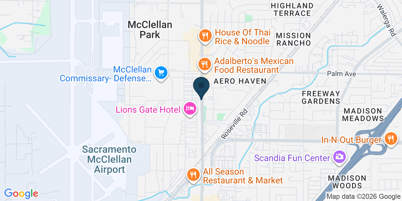 Map showing McClellan Park, Sacramento County, CA