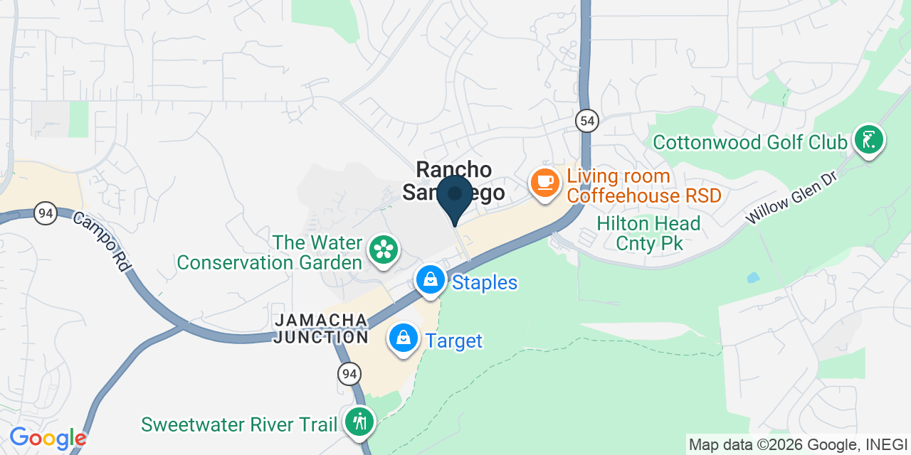 Map showing Rancho San Diego, San Diego County, CA