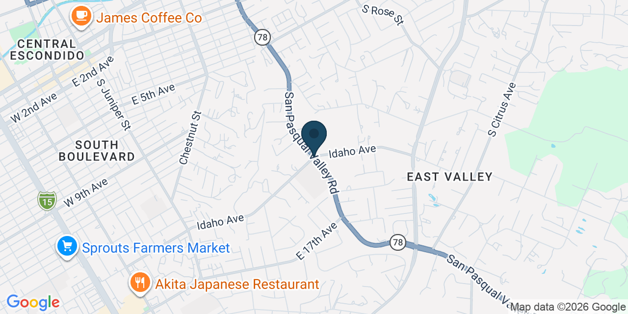 Map showing East Valley, San Diego County, CA