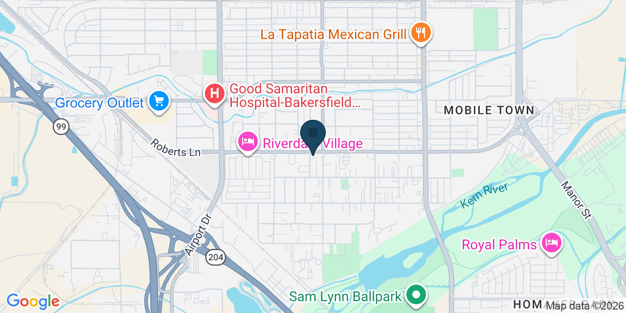 Map showing Bakersfield, Kern County, CA