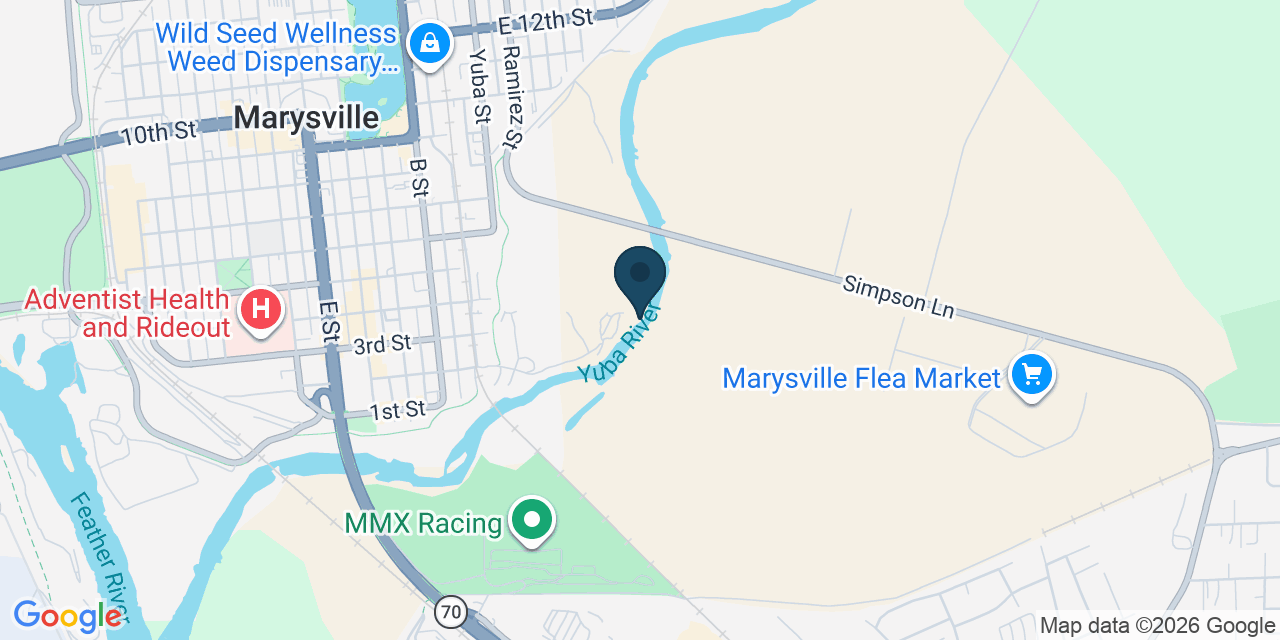 Map showing Marysville, Yuba County, CA