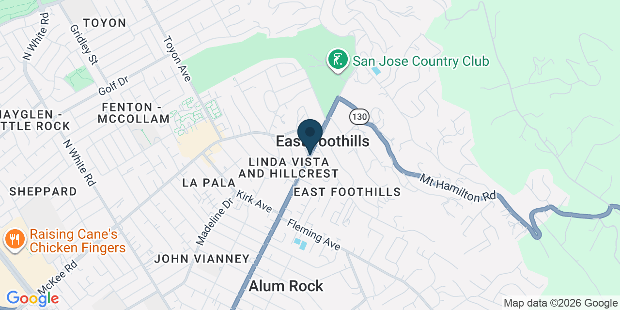 Map showing East Foothills, Santa Clara County, CA