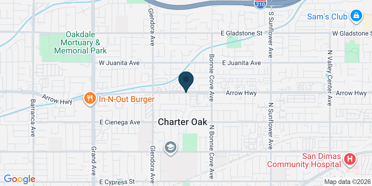 Map showing Charter Oak, Los Angeles County, CA