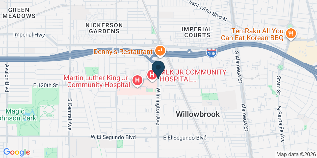 Map showing Willowbrook, Los Angeles County, CA