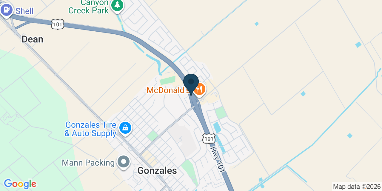 Map showing Gonzales, Monterey County, CA