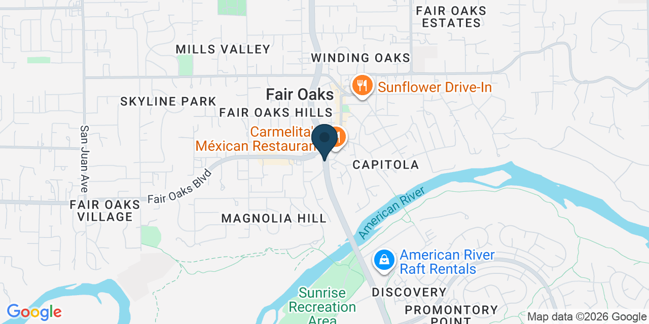 Map showing Fair Oaks, Sacramento County, CA