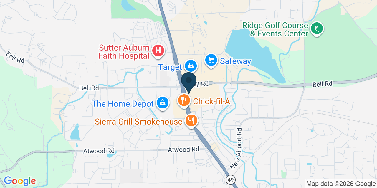 Map showing Auburn, Placer County, CA