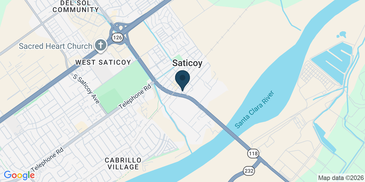 Map showing Saticoy, Ventura County, CA