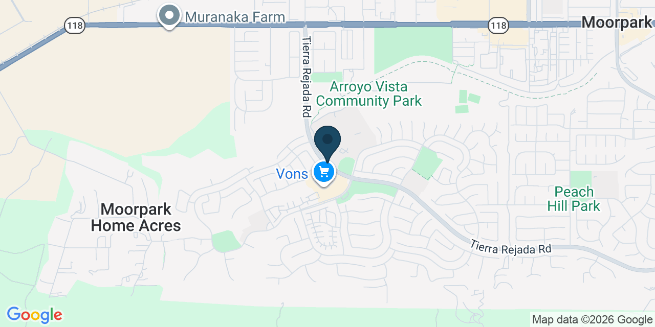 Map showing Moorpark, Ventura County, CA