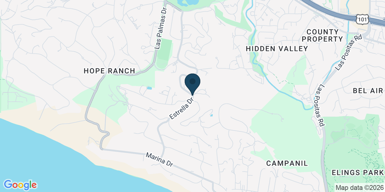Map showing Eastern Goleta Valley, Santa Barbara County, CA