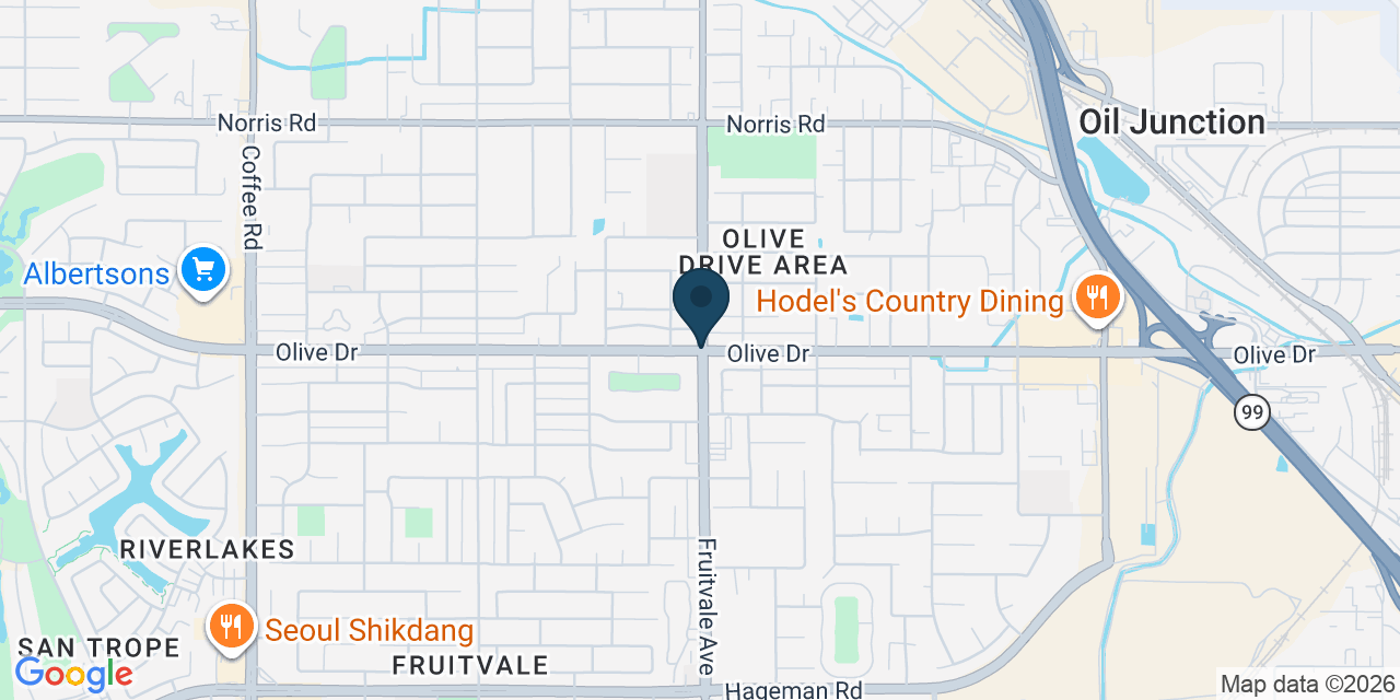 Map showing Olive Drive area, Kern County, CA