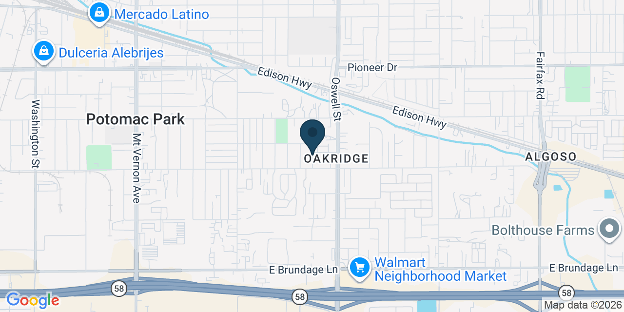 Map showing Potomac Park, Kern County, CA