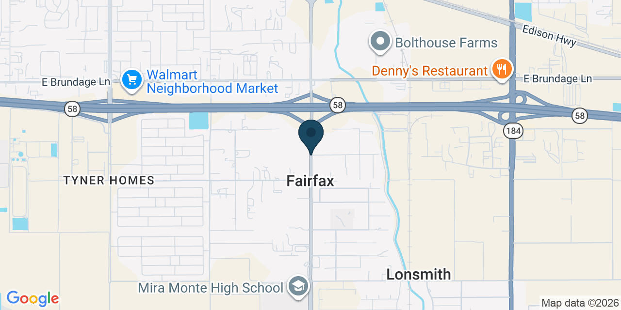 Map showing Fairfax, Kern County, CA