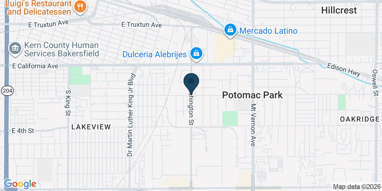 Map showing Potomac Park, Kern County, CA