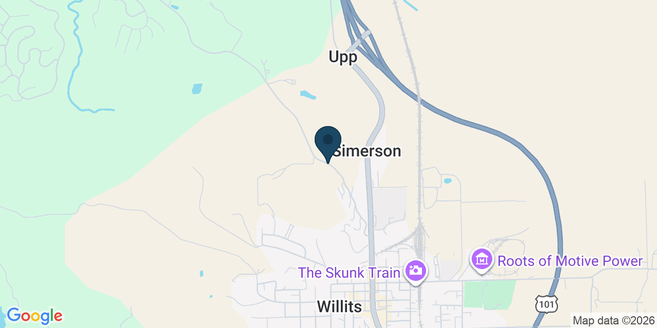 Map showing Willits, Mendocino County, CA