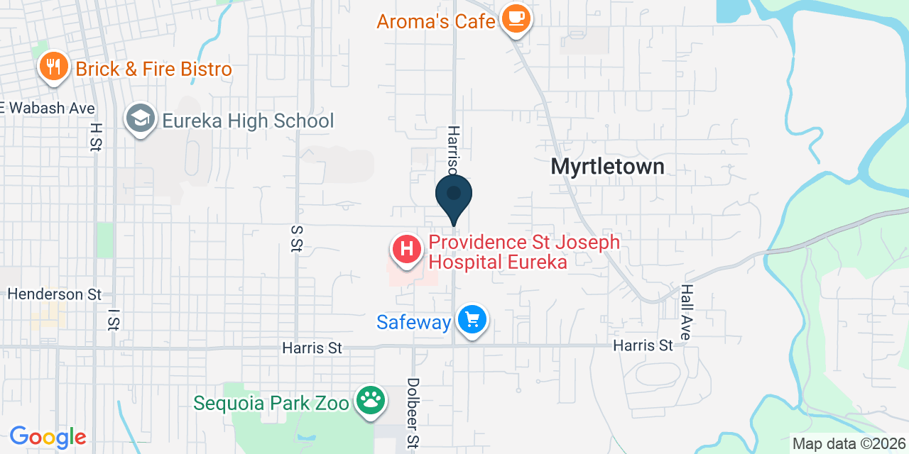 Map showing Myrtletown, Humboldt County, CA