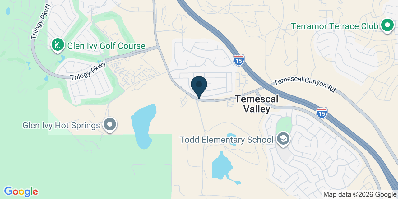 Map showing Temescal Valley, Riverside County, CA