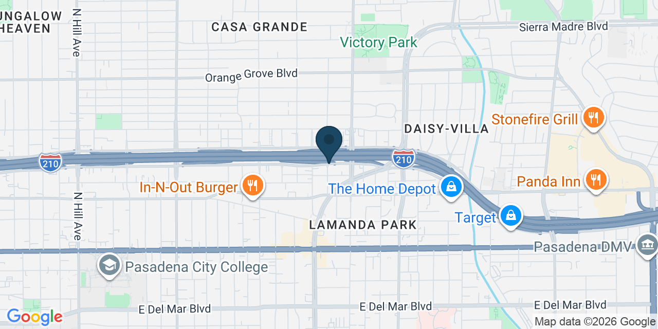 Map showing Pasadena, Los Angeles County, CA