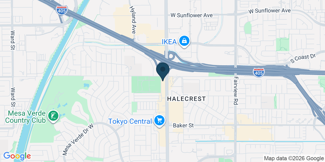 Map showing Costa Mesa, Orange County, CA