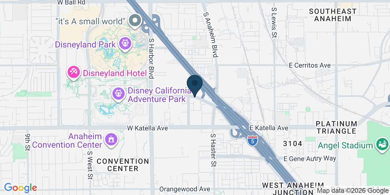 Map showing Anaheim, Orange County, CA