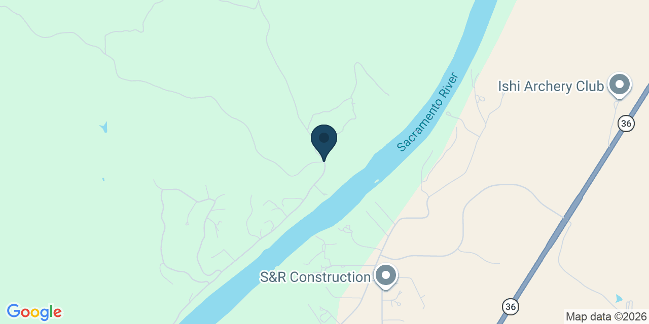 Map showing Red Bluff, Tehama County, CA