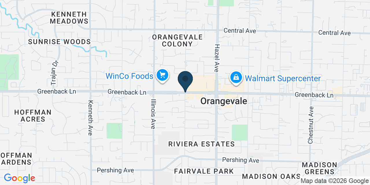 Map showing Orangevale, Sacramento County, CA