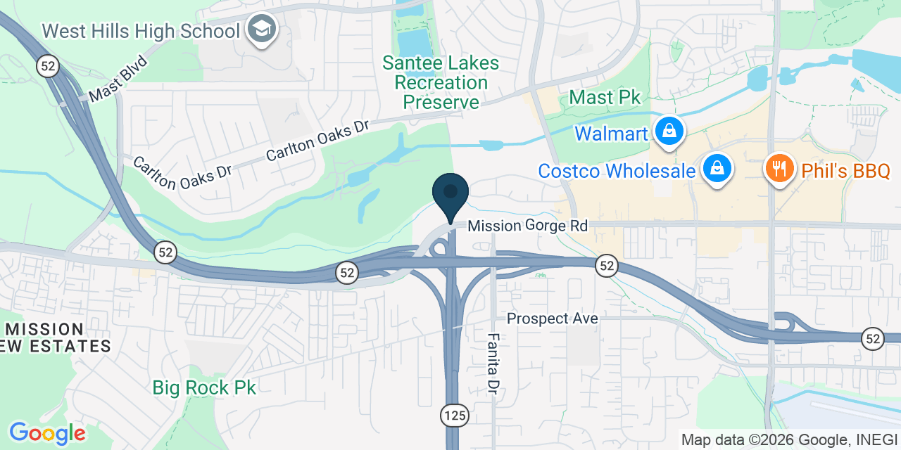 Map showing Santee, San Diego County, CA