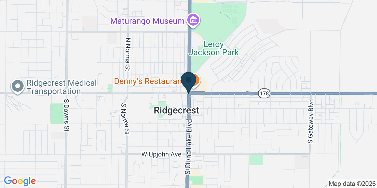 Map showing Ridgecrest, Kern County, CA