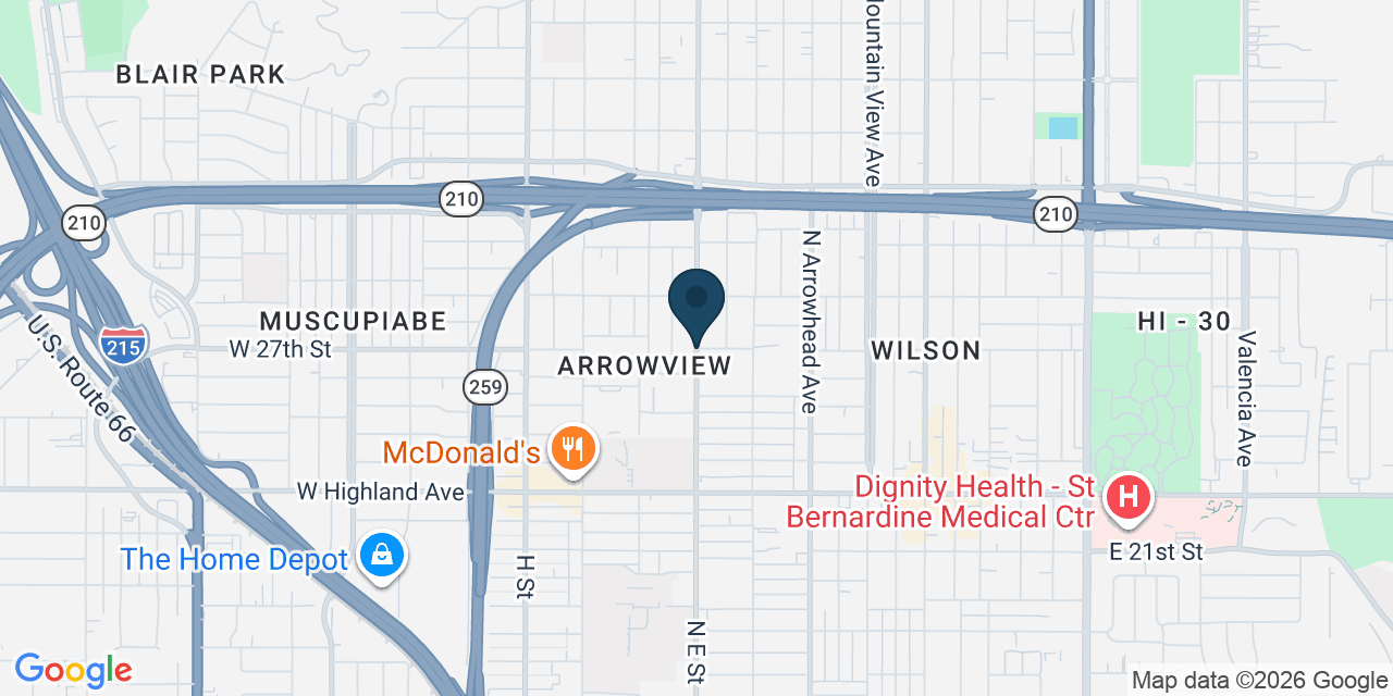 Map showing San Bernardino County, CA