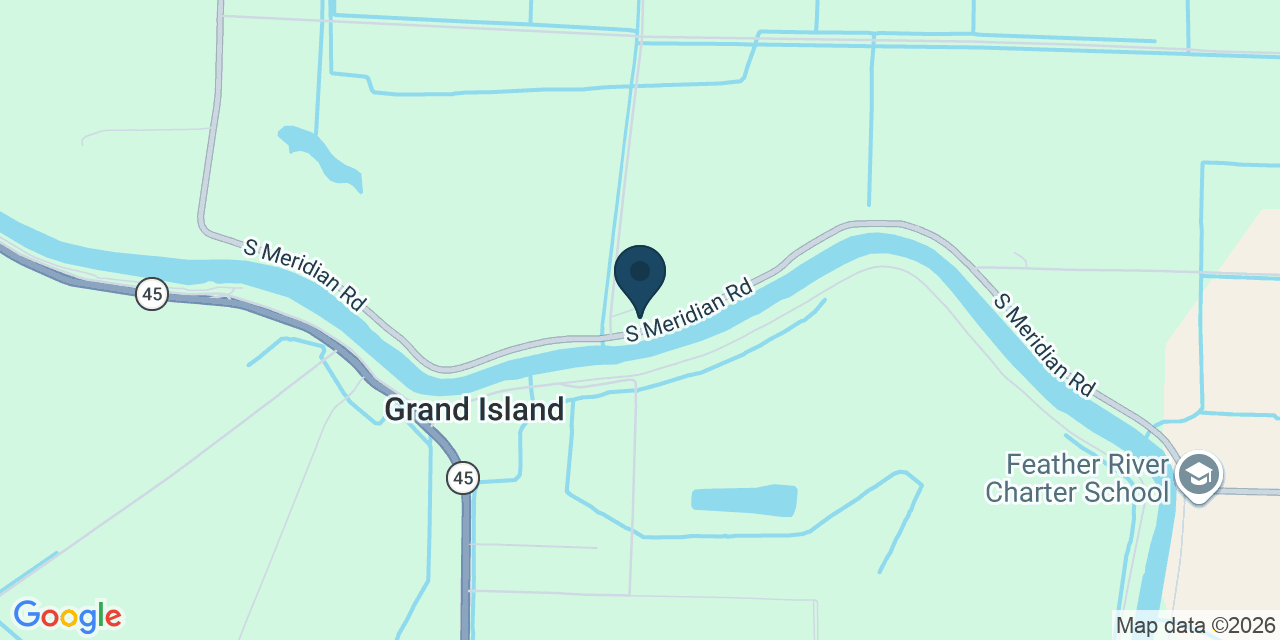 Map showing Meridian, Sutter County, CA