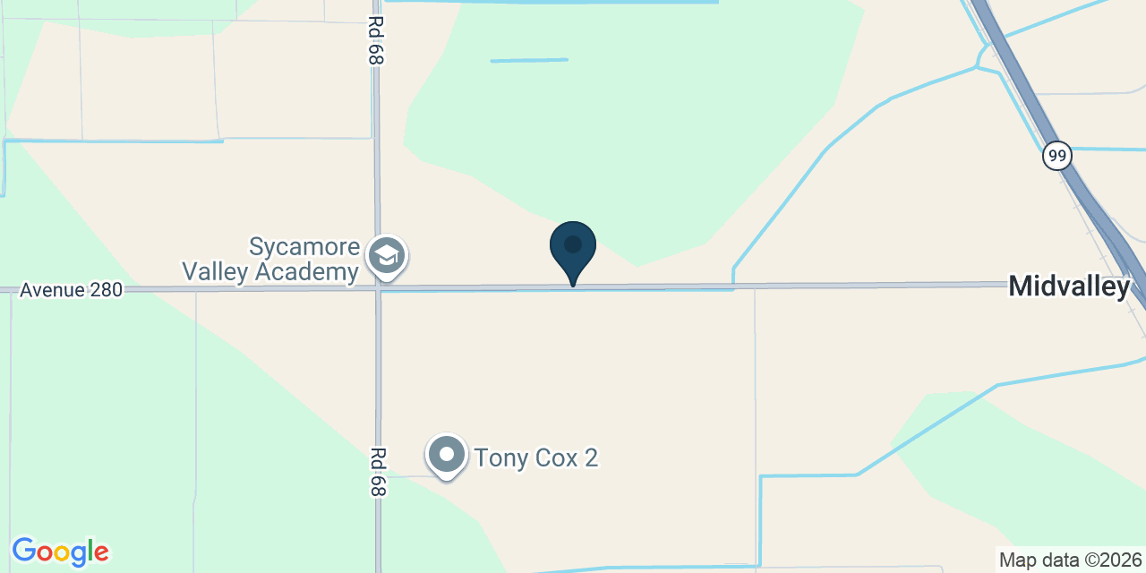 Map showing Tulare County, CA