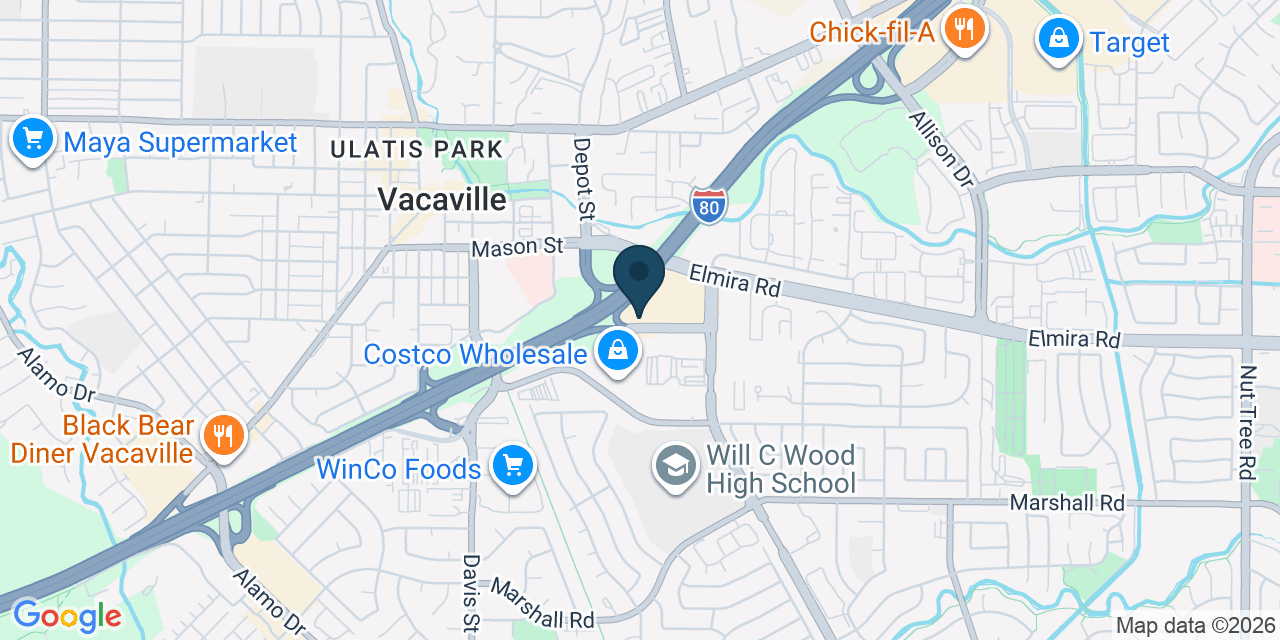 Map showing Vacaville, Solano County, CA
