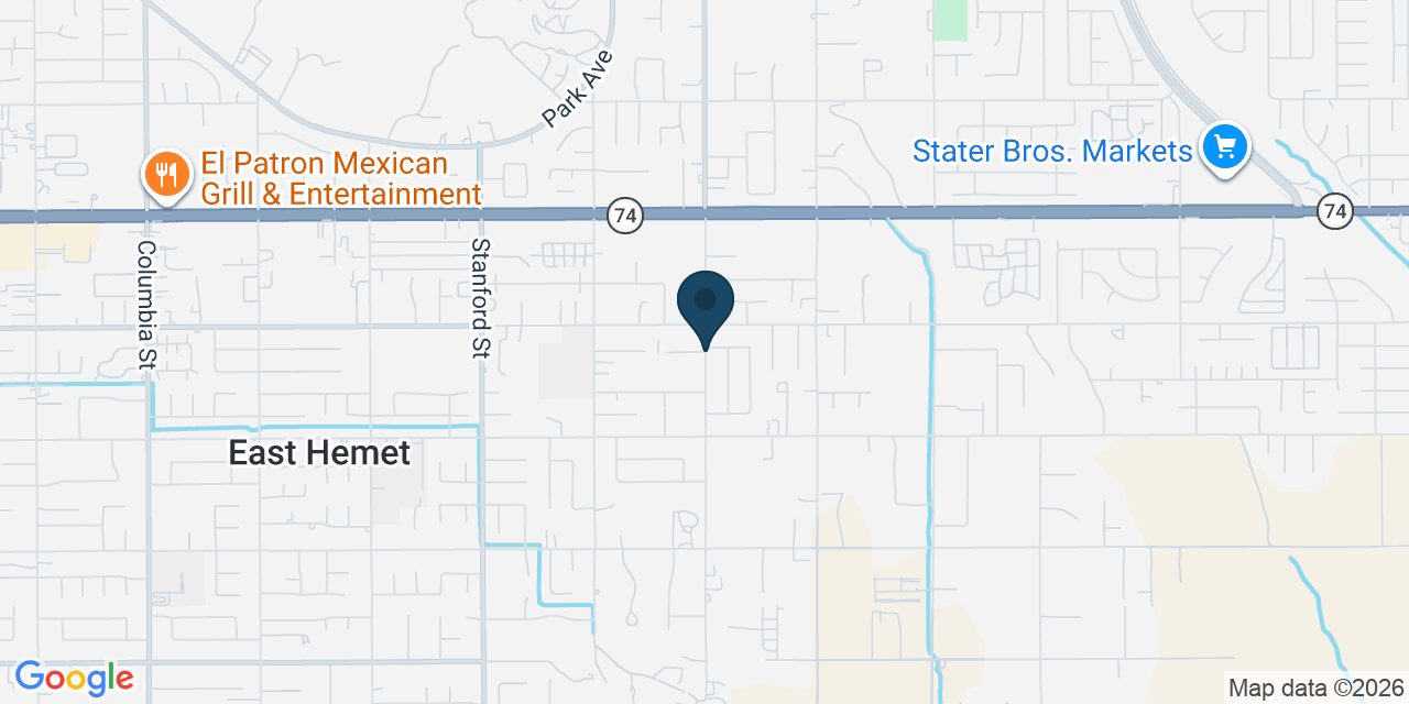 Map showing East Hemet, Riverside County, CA