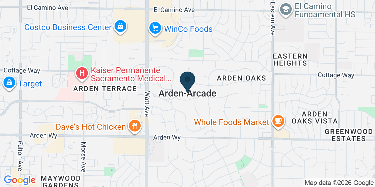 Map showing Arden-Arcade, Sacramento County, CA