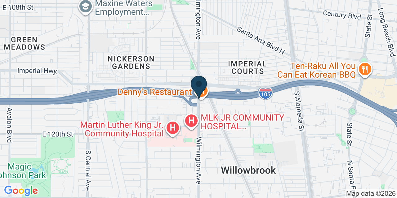 Map showing Compton, Los Angeles County, CA